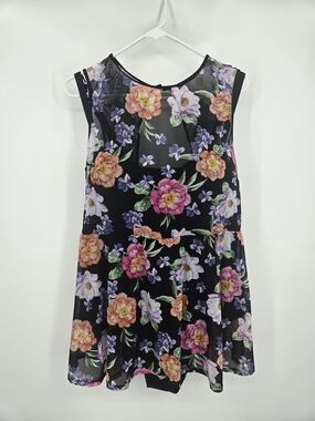 torrid Black Floral Mesh One-Piece Swimdress 2X (6759)